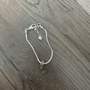 NEW Silver charm Bracelet with pink charm